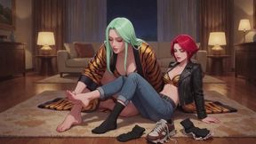 Foot Worship Stories #21B: Nylon Soles Before the Soft Descent (Animated)