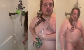 Trans Big Ass Shower Shave Stroke Dildo Cum Gush Destroyed