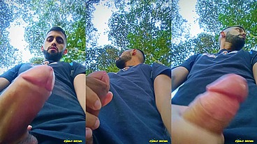 Big uncut cock latino jerking outdoors in the woods and eating his tasty cum careful not to get caught. What do you do if you find me like this?