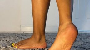 Peek at my feet from under the seat!