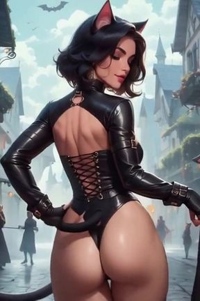 Feline Disguised Woman for Halloween Ai