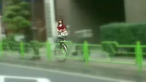 Red dressed volyball Japaneses girl is giving a blowjob in public place 3