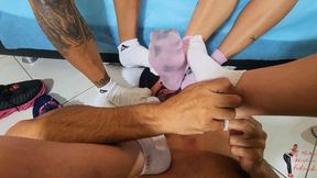 Triple Foot gagging, part 2, by Manu, Agatha, Mibby and Slave, FULL HD