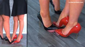 Trampling Your Cock & Balls Under Our Spikey Metal Heels - 189 Split Cam - Goddess Amber - Miss Lucy - Trample CBT Ballbusting Shoe Feet Foot Fetish