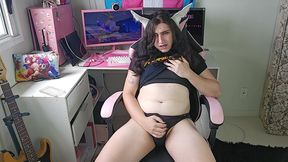 furry trans girl big cock play and anal masturbation with cum explosion
