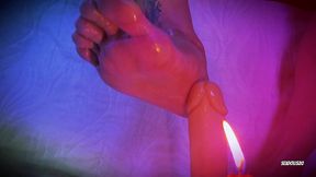 watch what my foot does to you! hot candle wax