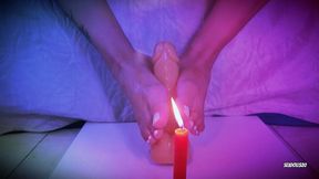 watch what my foot does to you! hot candle wax