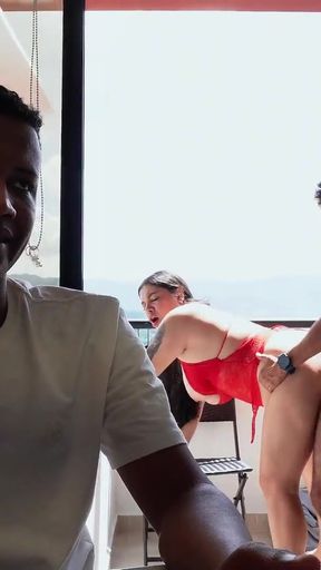 Submissive wife fucks with her cuckold husband&#039;s co-worker   Clip 3