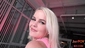 POV bigass bosomy MILF deepthroats and pussyrides cock