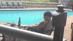 Creepy Neighbor Spys on Hot Jock Smoking at Pool