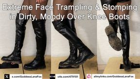 Extreme Face Trampling & Stomping in Dirty, Moody Over Knee Boots
