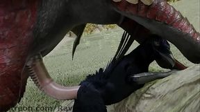 Raven anal annihilated by dragon