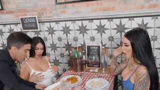 Lesbian ladies decide to give dick a try in public