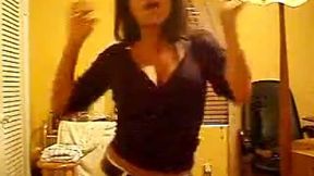 Delightful brown skin sweetheart wears tight clothes to tease me