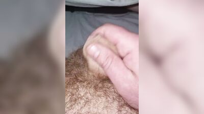 Small tiny uncut dick. Precum very wet. Nice ending.