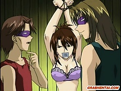 Bondage hentai teacher gets licked her bigtits