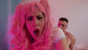 Pink-haired shemale incredible porn movie
