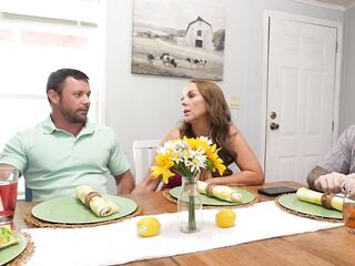 StepMom seduces Big Cock StepSon During the time that StepDad is Clueless Taking Call from work