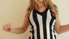 Gorgeous Blonde Referee Sapphire Is Not Against to Let Her Hair Down Before Next Game