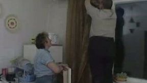 Russian chubby friend gets laid with his mature MILF on the kitchen