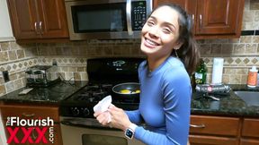 Margarita Lopez cooking in kitchen and gets fucked