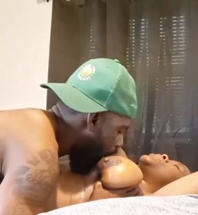 HUGE SOFT TITS MAKES GORILLA PUNCHER MOUTH WATER UP SO HE SPITS IN HER MOUTH BEFORE SUCKING THEM UP!