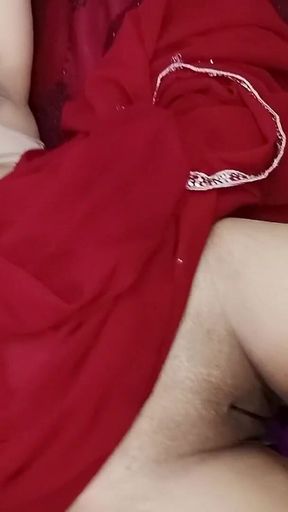 Anal Dildo and Pussy Fisting in Red Sarree
