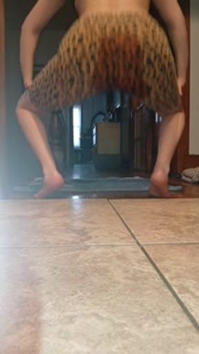 Petite red head desperately pees in her shorts
