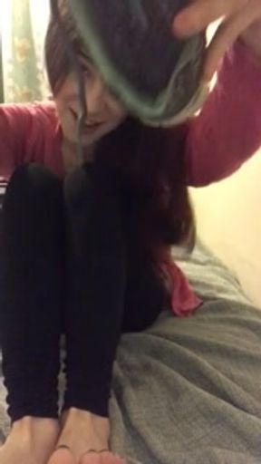 Sweaty running shoes and no socks! (JOI)