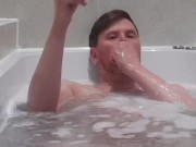 Daddy sticks a beer bottle in his ass.