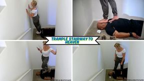 Trample Stairway To Heaven - Goddess Rapture Makes Her Foot Slut Take Her Sneaker, Sock, and Bare Foot Trampling - She Uses Foot Domination To Crush His Face, Stomach, Throat, and Cock - HD (WMV)