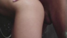 slutty brunette Lady Dee gets jacked off after shower sex