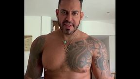 Viktor Rom Flexes Muscles & Masturbates His BBC in Latino Solo Show