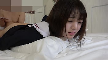 Uncensored, 18-year-old Japanese beauty  Slender and cute  Beautiful shaved pussy creampie sex 1  Uniform cosplay