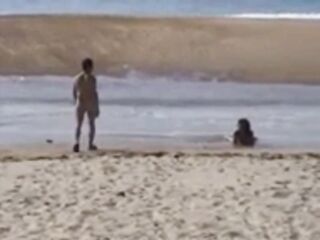 Lascivious French brunette hair is screwing a attractive stranger on a nudist beach, during the day