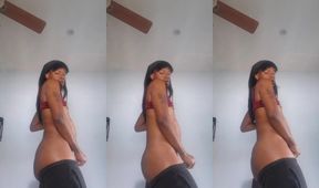 Black transgender girl strokes her tiny tits while you cum in her mouth
