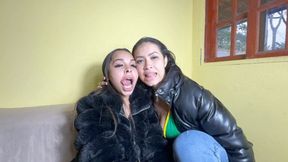 Asian and Latina brunette exchanging licks on each other's faces with great lust By Kiara Nissei and Bella Cruel Cam Full HD