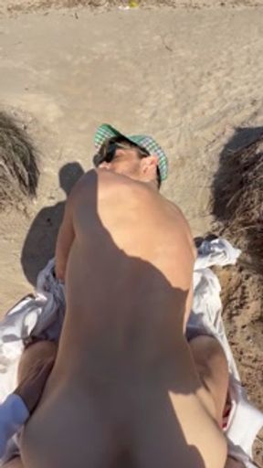 hot daddy fucking femboy with big ass in gay beach