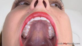 Inside My Mouth - Maria - pink tongue, super white teeth, uvula (HD quality)