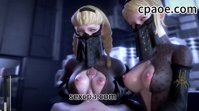 Two operators from game Nier Automata fucks stranger POV