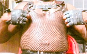 Fishnet Bodysuit & Leather Harness Titplay BBC Verbal Heavy Cum Scenes