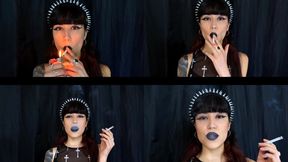 Gothic girl smoking Marlboro