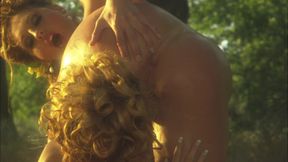 Erotic lesbians romance passionately in the wild