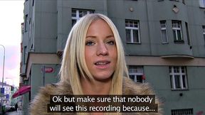 Naughty blonde Czech finds herself sucking on stranger's dick in the outdoors