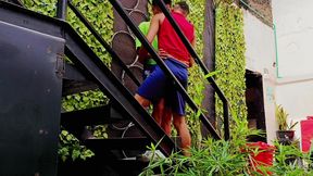 My boyfriend takes me to a motel and he doesn&#039;t glove and starts eating me from the stairs a big sucking and something else