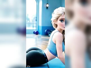 Looks like Queen Elsa is training hard. What's this hottie training for? AI-generated