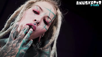 TATTOO PIERCED alt girl gives SLOPPY BJ and gets ANAL fucked