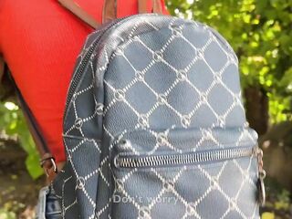 Public Oral pleasure in the Bushes with Stranger and Mad Cumwalk Overspread in Cum