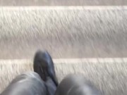 Leather pants and walk