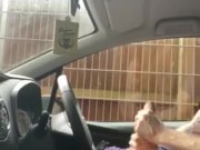 Outdoor cumming in car by cemetery. Public dogging wank and cumshot. Colour